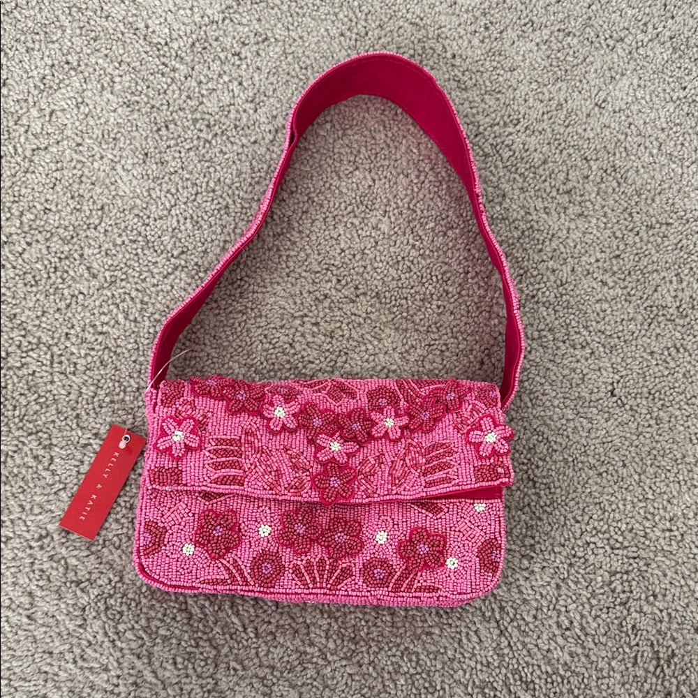 Kelly & Katie Pink Floral Beaded Shoulder Bag